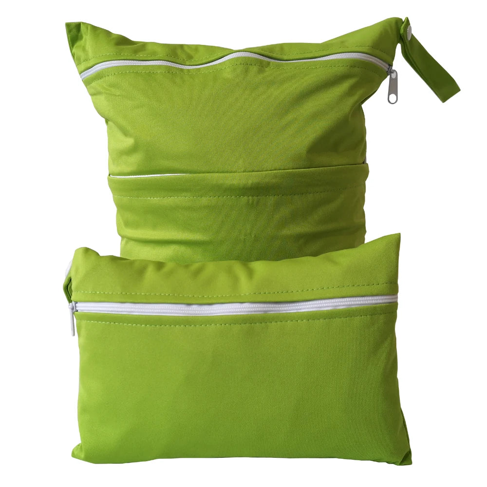 Solid color two combinations set waterproof diaper bag 30*36m and 15*22.5cm cycle use washable baby diaper bags wetbags