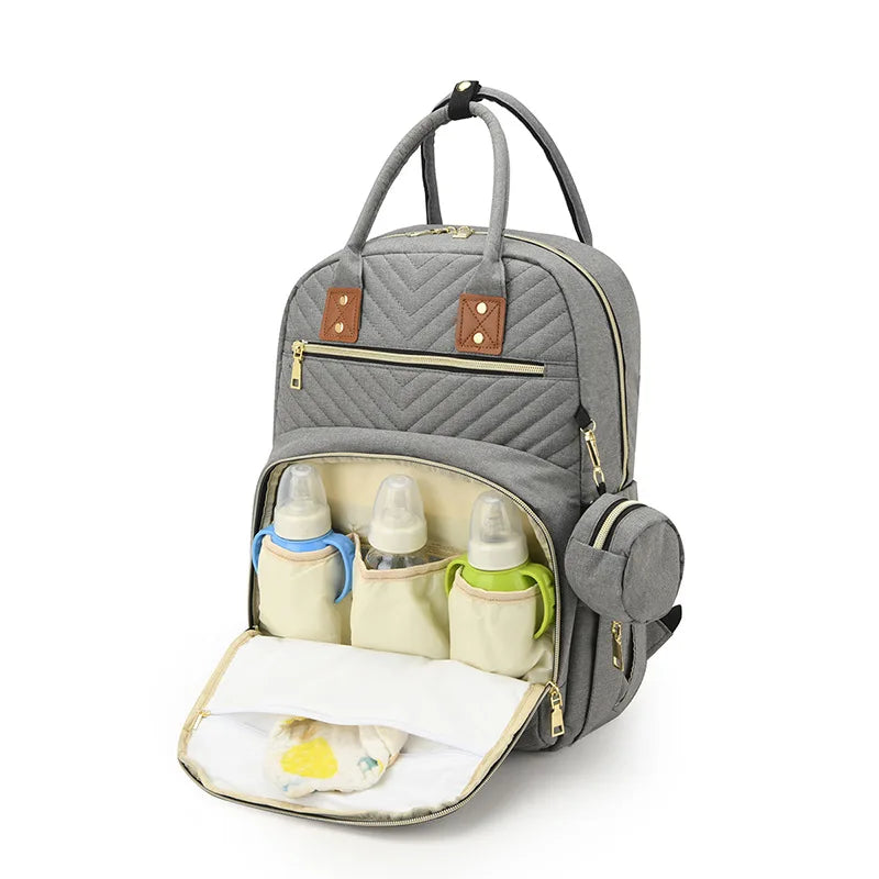 Multifunctional Baby Diaper Bag with Large Capacity Fashionable Travel Bag Free Changing Mat Baby Stroller Accessories