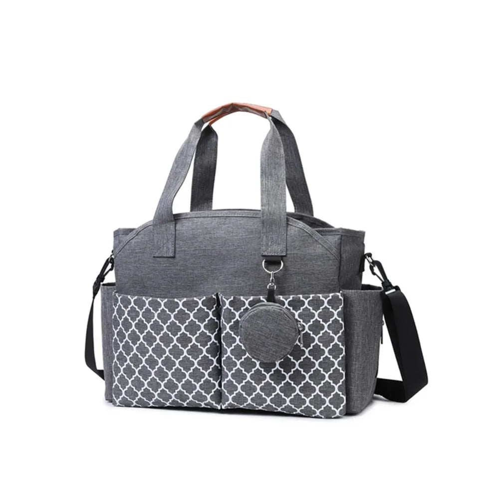 Large Capacity Baby Diaper Bag Multi-compartment Waterproof Mommy Bag Wear-resistant Adjustable Shoulder Strap Mom Handbag