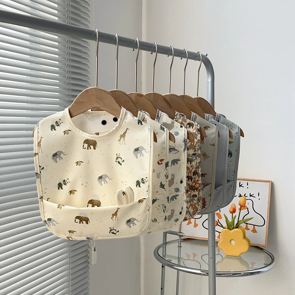 Waterproof Baby Bibs for Feeding Cute Cartoon Design Soft Burp Cloth & Drool Towel Adjustable for Toddlers Baby Accessories