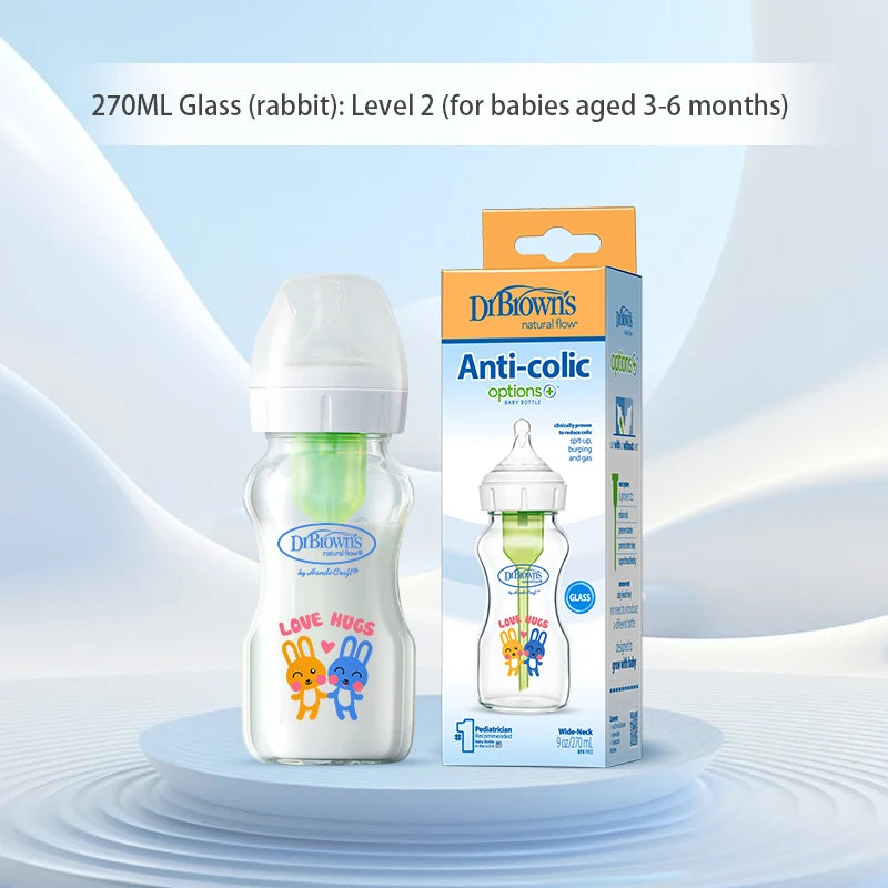 Dr. Brown's  Newborn baby glass bottle, wide caliber, anti-flatulence, gas-liquid separation