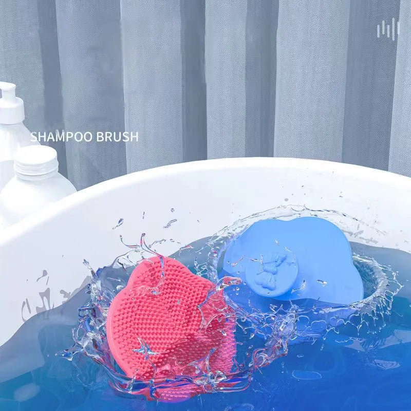 Baby Hair Brush Cute Infant Fetal Head Fat Cleaning Silicone Brush Newborn Soft Hair Comb Head Massager for Baby Care Accessorie