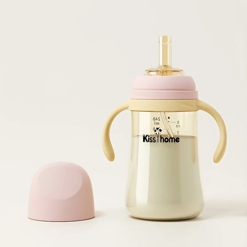 children's milk bottles, equipped with straws and balancers, durable PPSU material, easy-to-use handle design