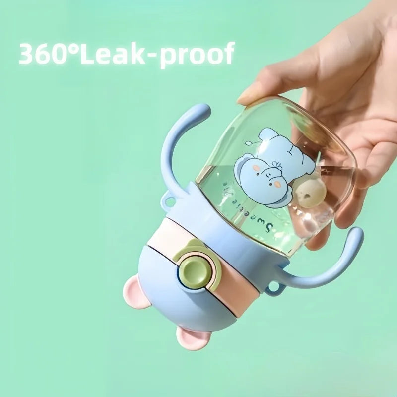 410ML Baby Drinking Cup Feeding Bottle Anti-Choking with Straw Gravity Ball Wide Caliber Drinking Milk Water Bottle with Handle