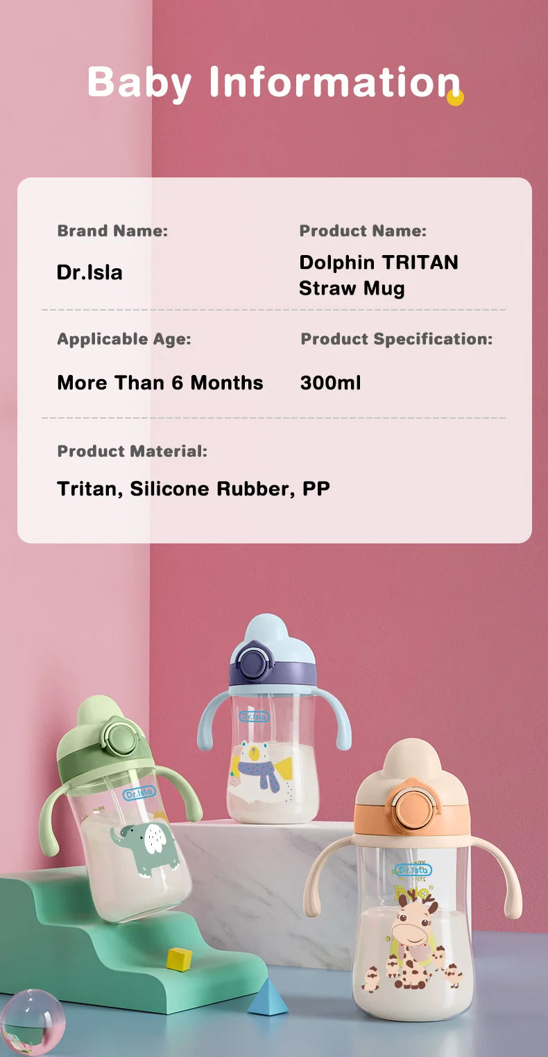 Portable Baby Water Bottles 300ml Baby Feeding Cup With Straw Children Learn Feeding Drinking Bottle Kids Training Cups BPA Free