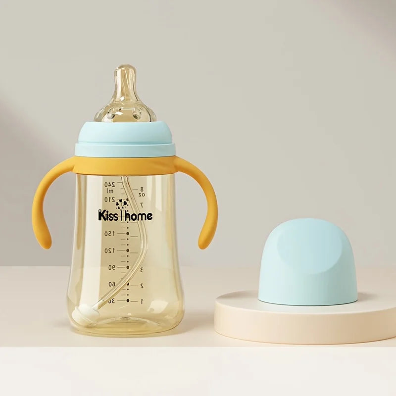 children's milk bottles, equipped with straws and balancers, durable PPSU material, easy-to-use handle design