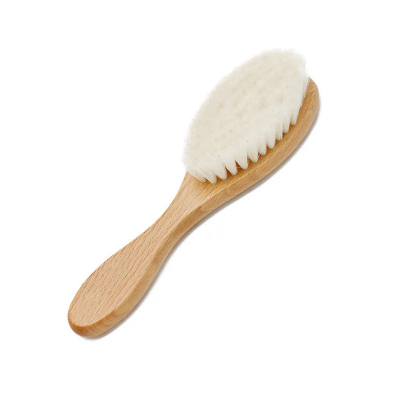 Baby Hairbrush Newborn Wooden Comb Natural Wool Brush Infant Head Massager Bath Brush Kids Comb Birth/Baptism Baby Shower Gift