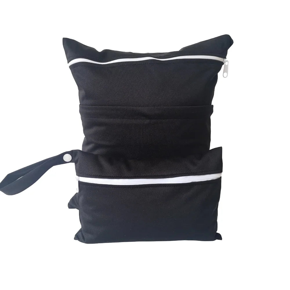Solid color two combinations set waterproof diaper bag 30*36m and 15*22.5cm cycle use washable baby diaper bags wetbags