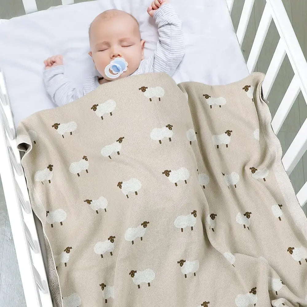 Baby Blankets Newborn 100%Cotton Knitting Infant Boys Girls Swaddle Wrap Stroller Accessories 100*80cm Toddler Kids Throw Quilts