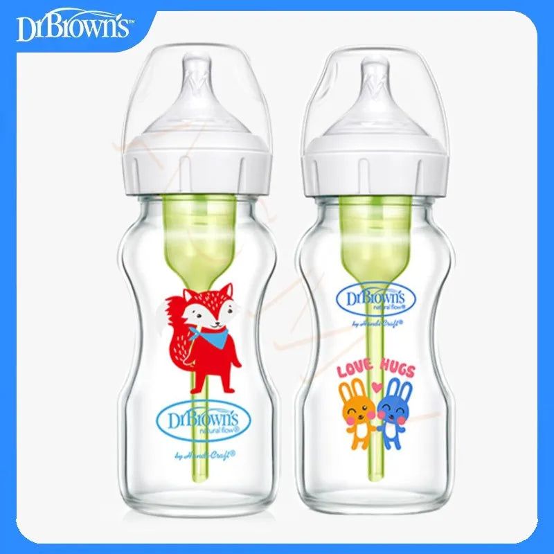 Dr. Brown's  Newborn baby glass bottle, wide caliber, anti-flatulence, gas-liquid separation