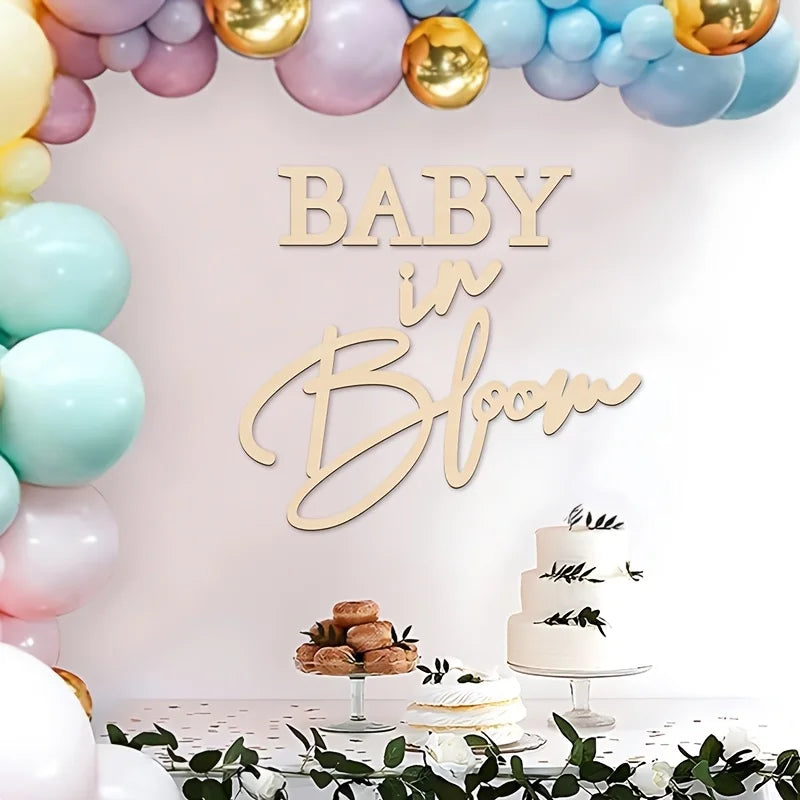 Baby in Bloom Wooden Sign Gender Reveal Party Decor Pregnancy Celebration Gift Nursery Wall Art Photo Prop for Baby Shower