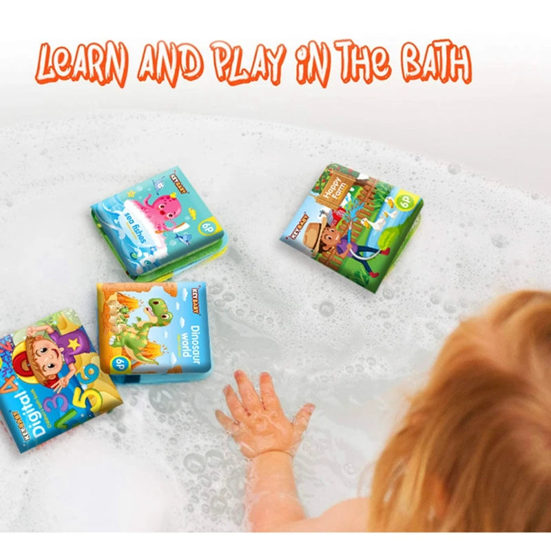 Soft Baby EVA Cartoon Bath Books with BB Whistle Early Educational Bathroom Toys Montessori Waterproof Pages Baby Book  Toddler