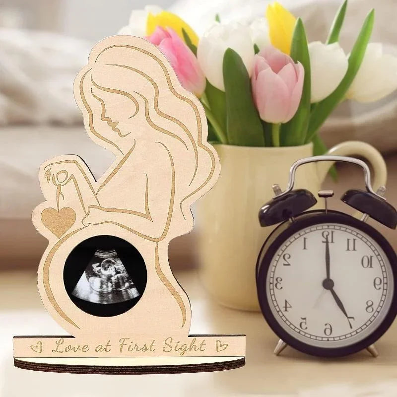 Baby Ultrasound Photo Frame Wood Infant Sonogram Frame Pregnant Mother Souvenir Ornament Gift To Expectant Mother