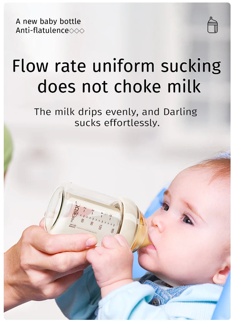 0-6 Months Newborn Baby Items Feeding Bottle Anti Bloating Anti Spitting Choking Bebe Glass Baby Bottles 80ML Silicone Nipple