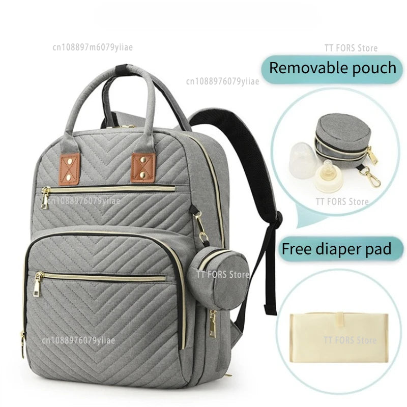 Multifunctional Baby Diaper Bag with Large Capacity Fashionable Travel Bag Free Changing Mat Baby Stroller Accessories