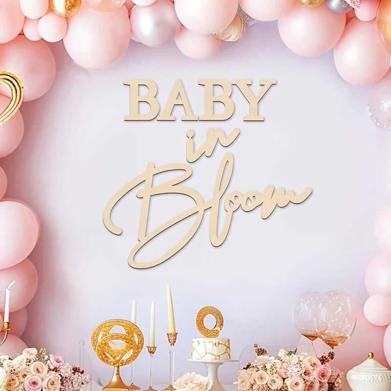 Baby in Bloom Wooden Sign Gender Reveal Party Decor Pregnancy Celebration Gift Nursery Wall Art Photo Prop for Baby Shower