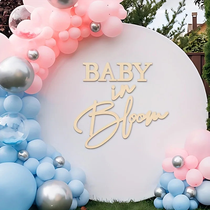 Baby in Bloom Wooden Sign Gender Reveal Party Decor Pregnancy Celebration Gift Nursery Wall Art Photo Prop for Baby Shower
