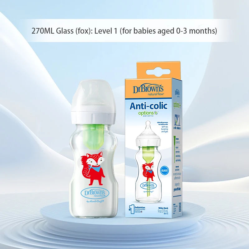Dr. Brown's  Newborn baby glass bottle, wide caliber, anti-flatulence, gas-liquid separation
