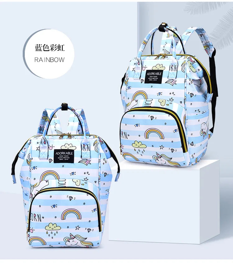 Cartoon Printed Mommy Diaper Bags Lightweight Portable Women's Backpack Bottle Insulation Storage Bag Fashion Mom Backpack New