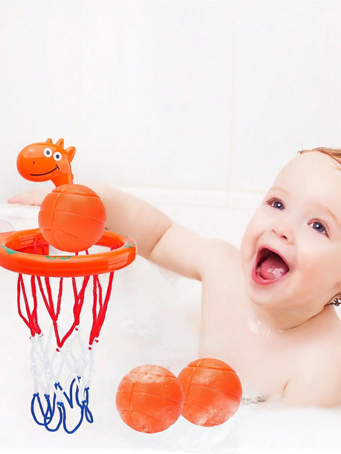 Baby Bath Toy Toddler Boy Water Toys Bathroom Bathtub Shooting Basketball Hoop with 3 Balls Dinosaur Kids Outdoor Play Set Cute