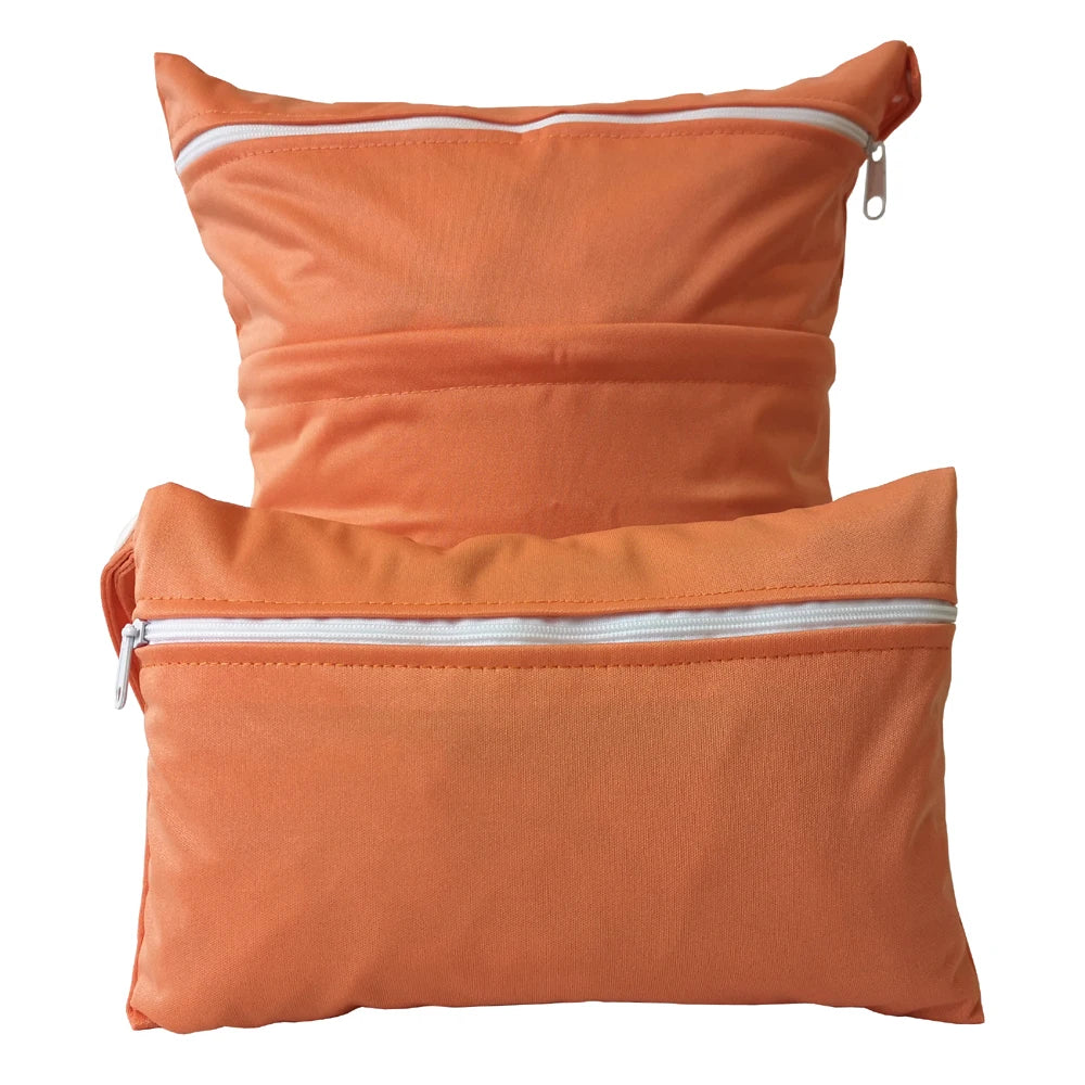 Solid color two combinations set waterproof diaper bag 30*36m and 15*22.5cm cycle use washable baby diaper bags wetbags