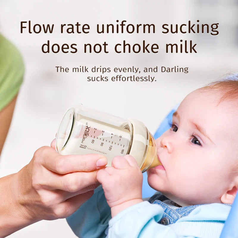 0-6 Months Newborn Baby Items Feeding Bottle Anti Bloating Anti Spitting Choking Bebe Glass Baby Bottles 80ML Silicone Nipple