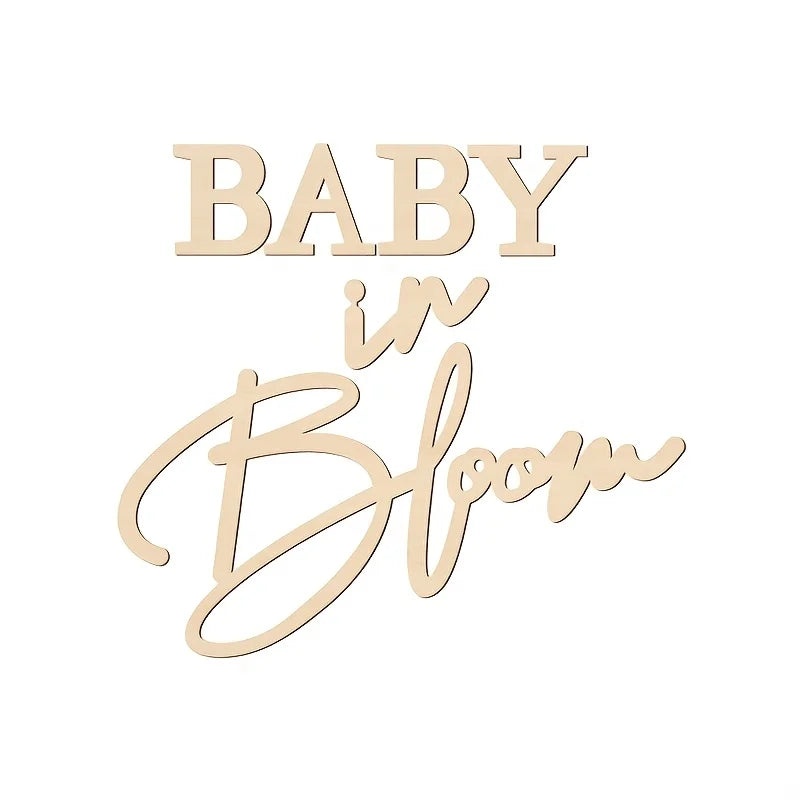 Baby in Bloom Wooden Sign Gender Reveal Party Decor Pregnancy Celebration Gift Nursery Wall Art Photo Prop for Baby Shower