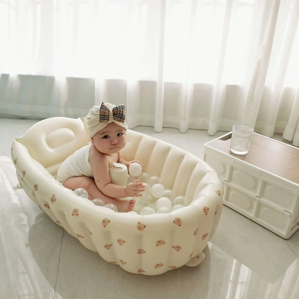 Baby portable shower basin, baby shower basin, household use, children can sit and lie down, foldable bathtub, inflatable bath b