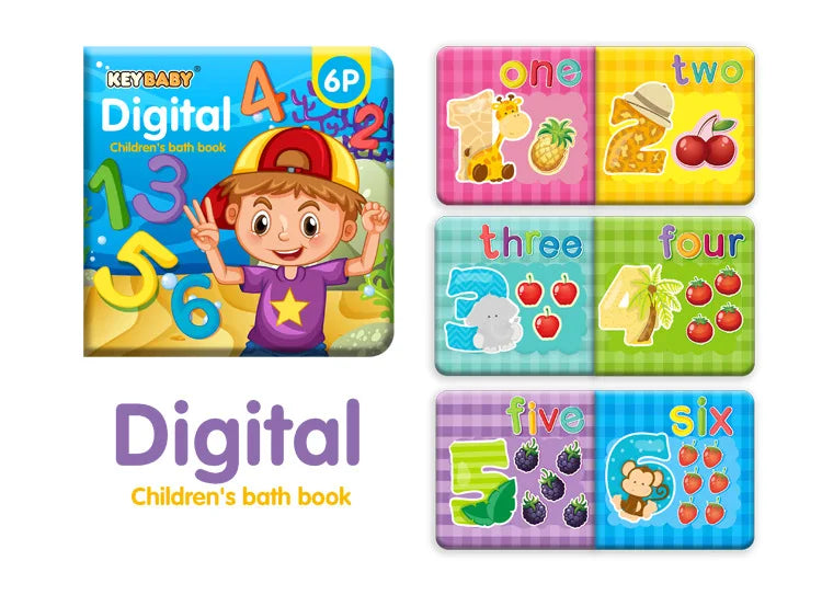 Soft Baby EVA Cartoon Bath Books with BB Whistle Early Educational Bathroom Toys Montessori Waterproof Pages Baby Book  Toddler