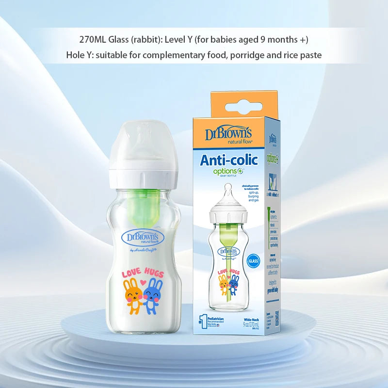 Dr. Brown's  Newborn baby glass bottle, wide caliber, anti-flatulence, gas-liquid separation