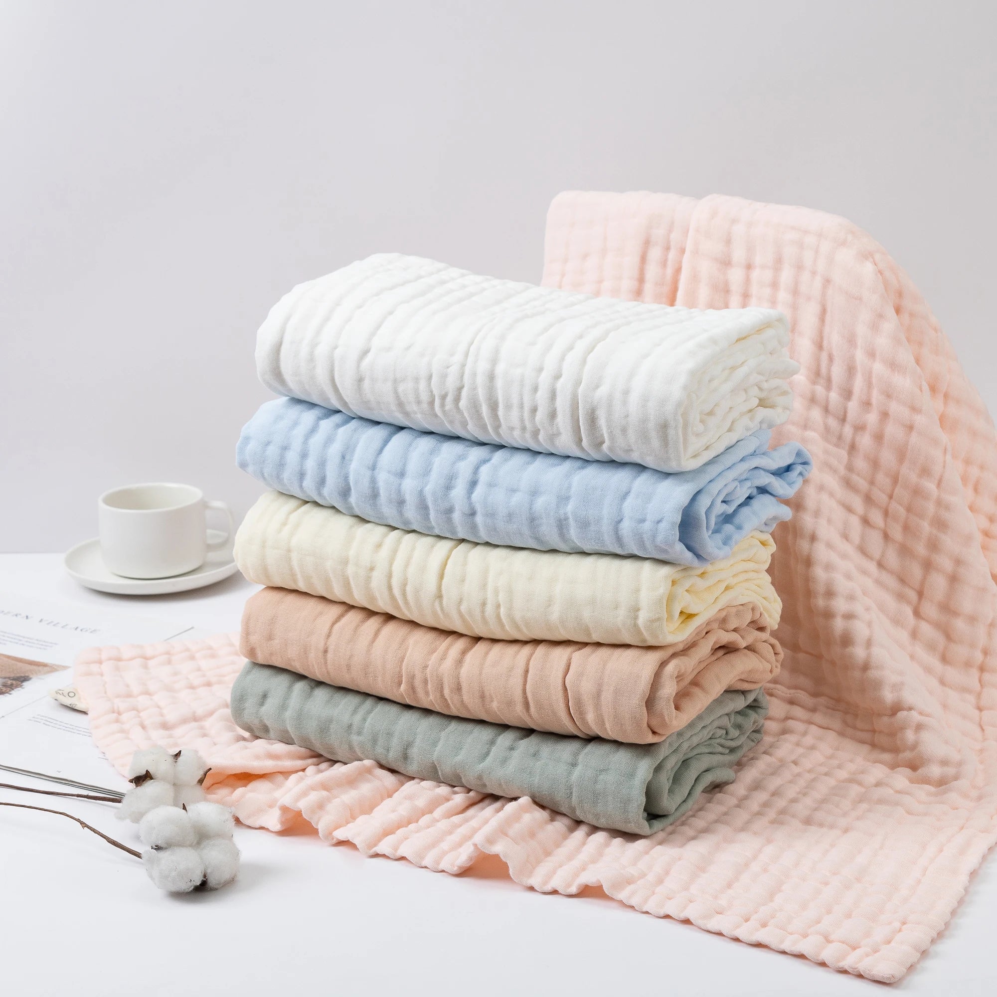 100cm*100cm Baby Receive Blanket for Newborn Cotton Muslin Swaddle Blanket Bedding Infant Bath Towel Baby Items Mother Kids