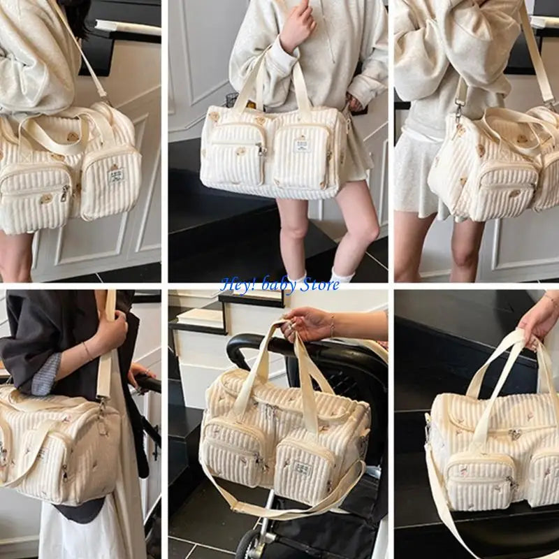 Q1FE Stylish and Spacious Diaper Bag Organsier with Wear Resistant Design for Trendy Mom with Multiple Carrying Way