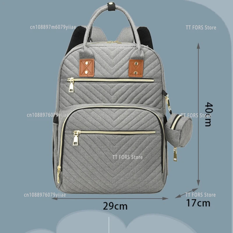 Multifunctional Baby Diaper Bag with Large Capacity Fashionable Travel Bag Free Changing Mat Baby Stroller Accessories