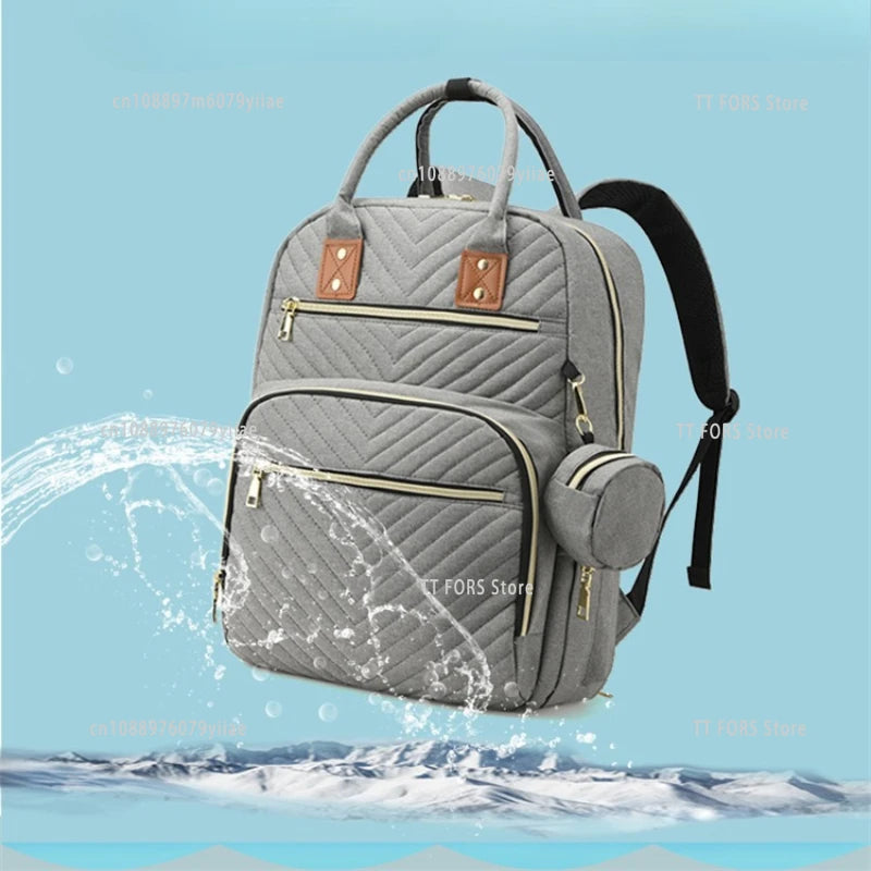 Multifunctional Baby Diaper Bag with Large Capacity Fashionable Travel Bag Free Changing Mat Baby Stroller Accessories