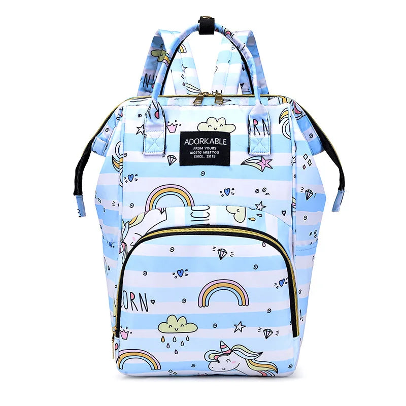 Cartoon Printed Mommy Diaper Bags Lightweight Portable Women's Backpack Bottle Insulation Storage Bag Fashion Mom Backpack New