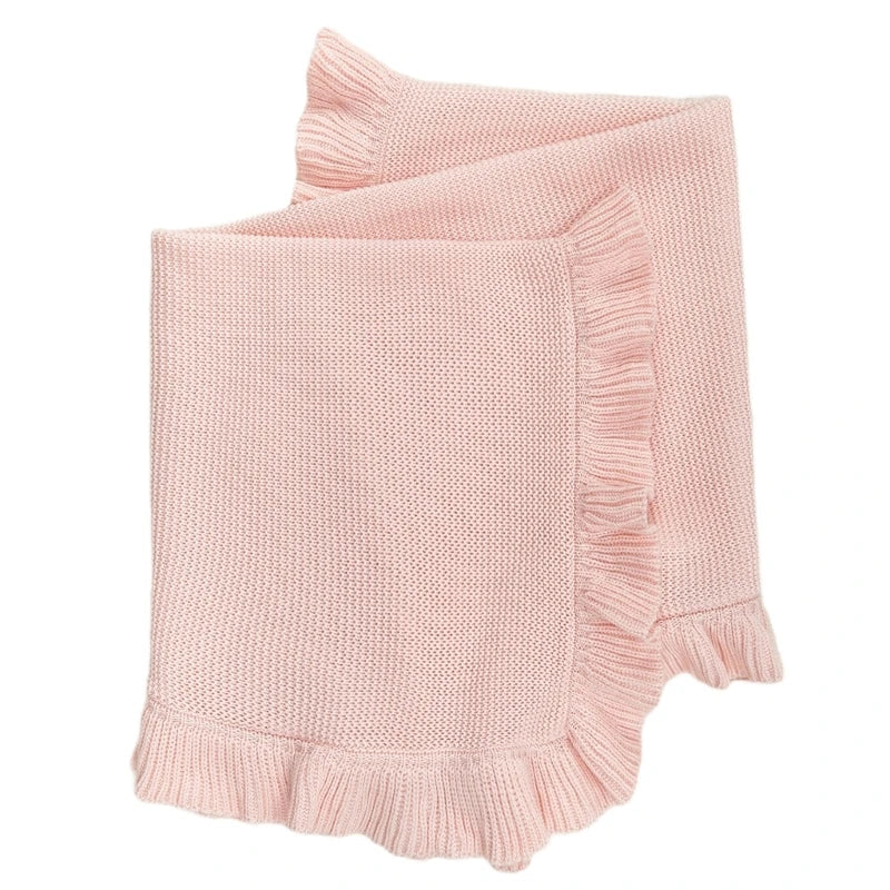 Baby Blanket for Newborns Cotton Ruffle Knitted Wrap Towel Soft and Breathable Bed Blanket for Autumn Winter 75x95cm