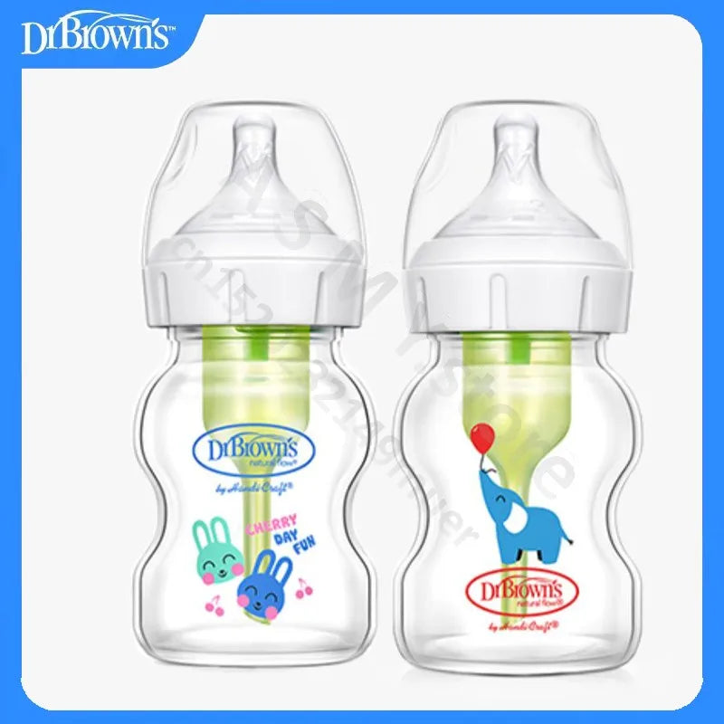 Dr. Brown's  Newborn baby glass bottle, wide caliber, anti-flatulence, gas-liquid separation