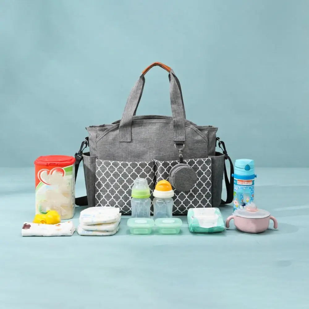Large Capacity Baby Diaper Bag Multi-compartment Waterproof Mommy Bag Wear-resistant Adjustable Shoulder Strap Mom Handbag